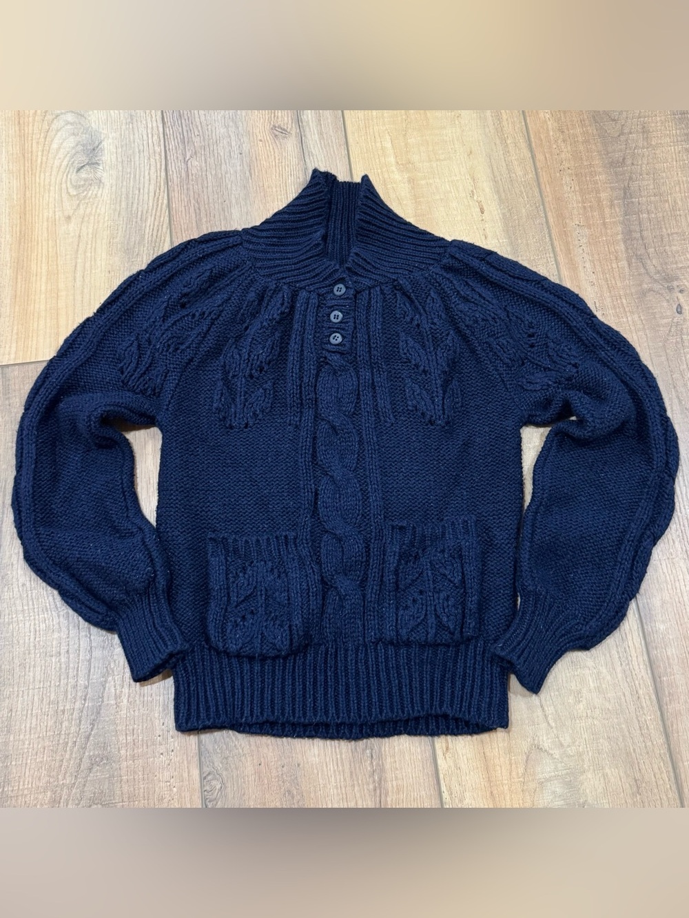 Vintage Hunters Run Navy Cable Knit Sweater
